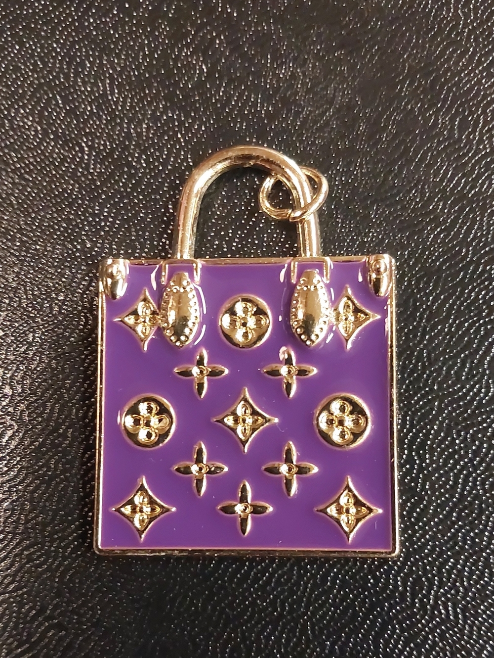 Purple and Gold Padlock Charm Pendant - Women Jewelry